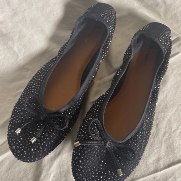 NEW browns black crystal elastic ballet flats - Picture 2 of 4